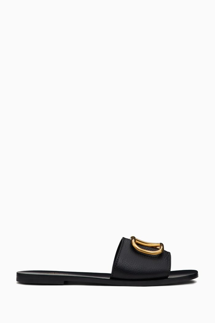 

Valentino Garavani VLogo Signature Slides in Leather, Black