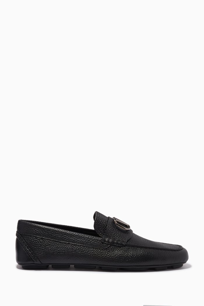 

Valentino Garavani VLOGO Signature Driver Shoes in Calf Leather, Black