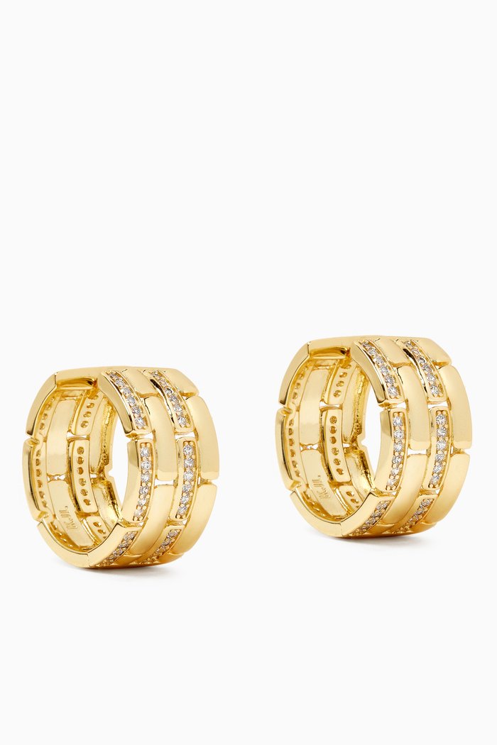 

CZ Pavé Chubby Hoop Earrings in Gold-plated Brass