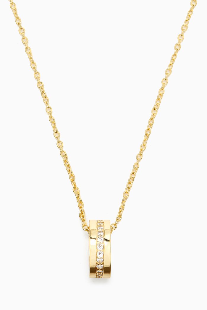 

CZ Ring Pendant Necklace in Gold-plated Brass