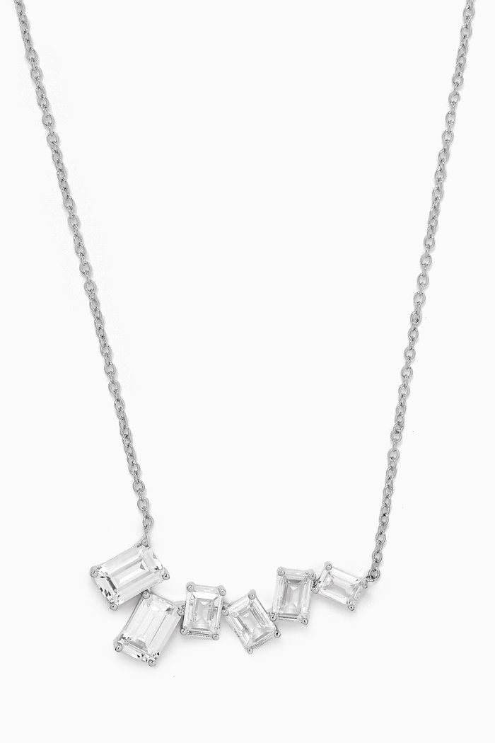 

Emerald-cut Scatter Pendant Necklace in Rhodium-plated Brass, Silver