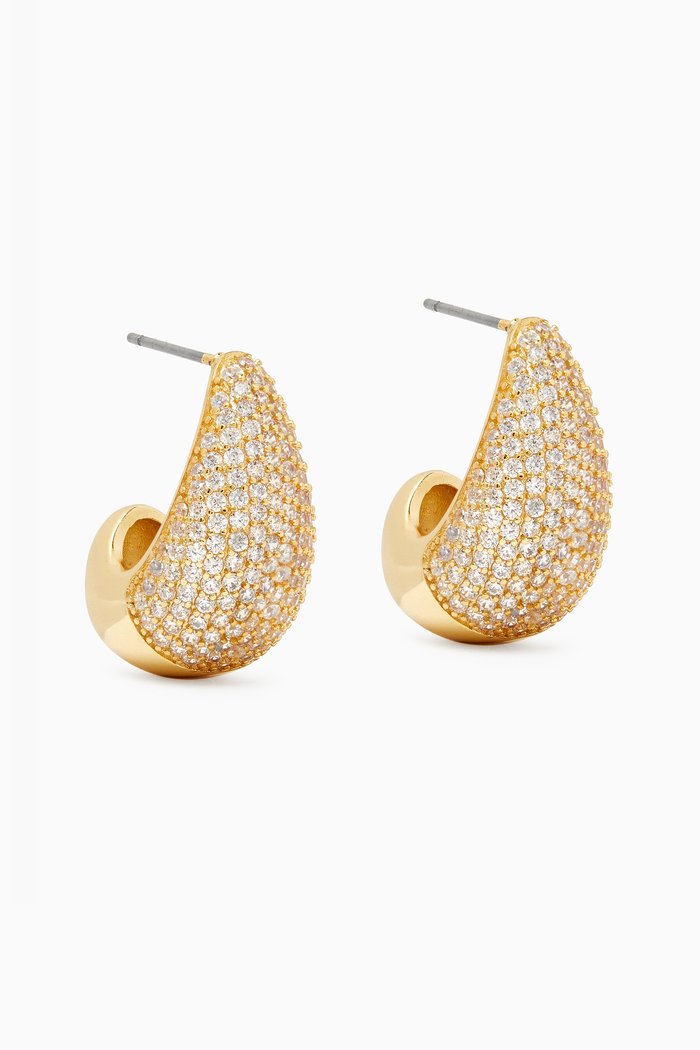 

Half CZ Pavé Teardrop Earrings in Gold-plated Brass