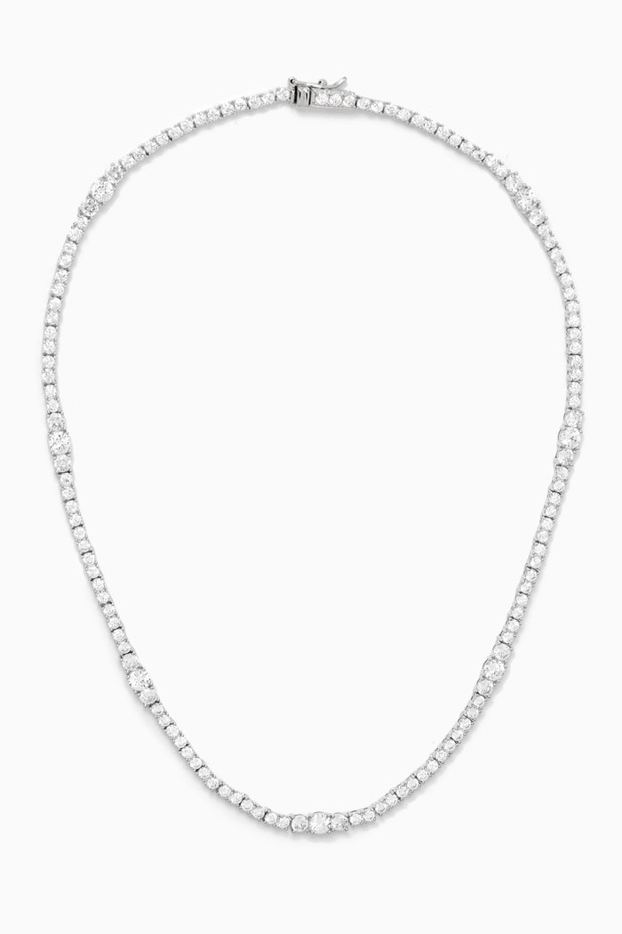 

Graduated CZ Tennis Necklace in Rhodium-plated Brass, Silver