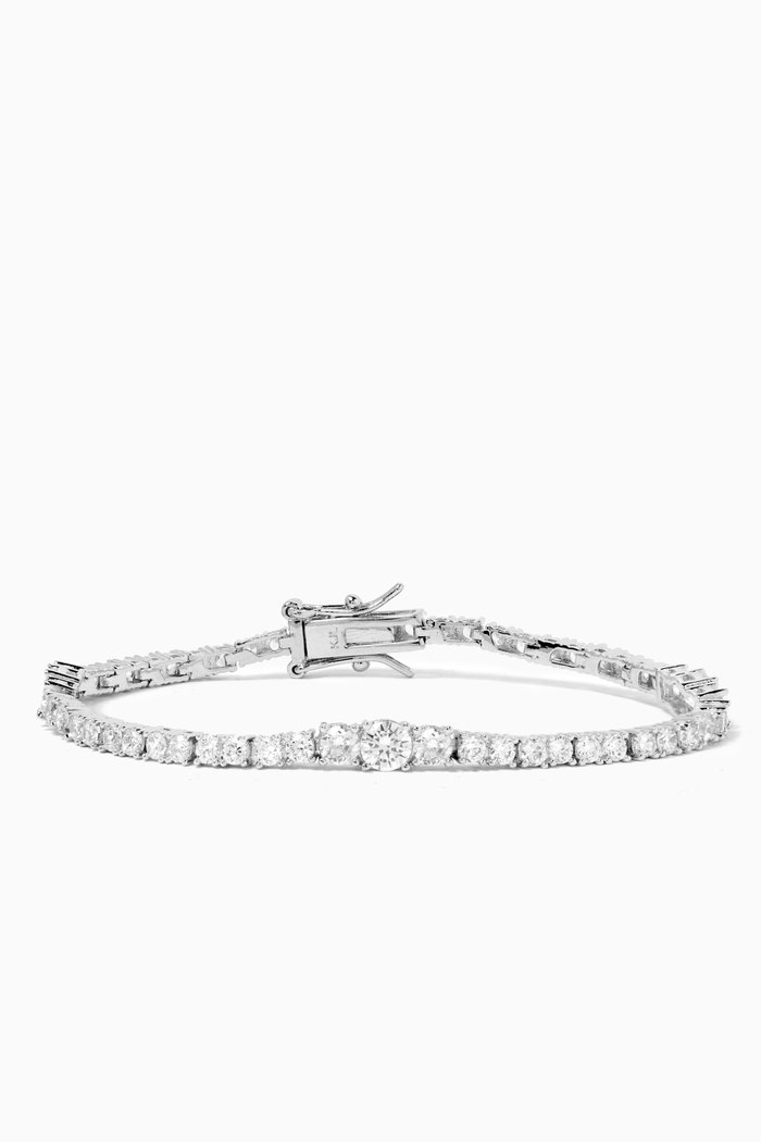 

Graduated CZ Tennis Bracelet in Rhodium-plated Brass, Silver