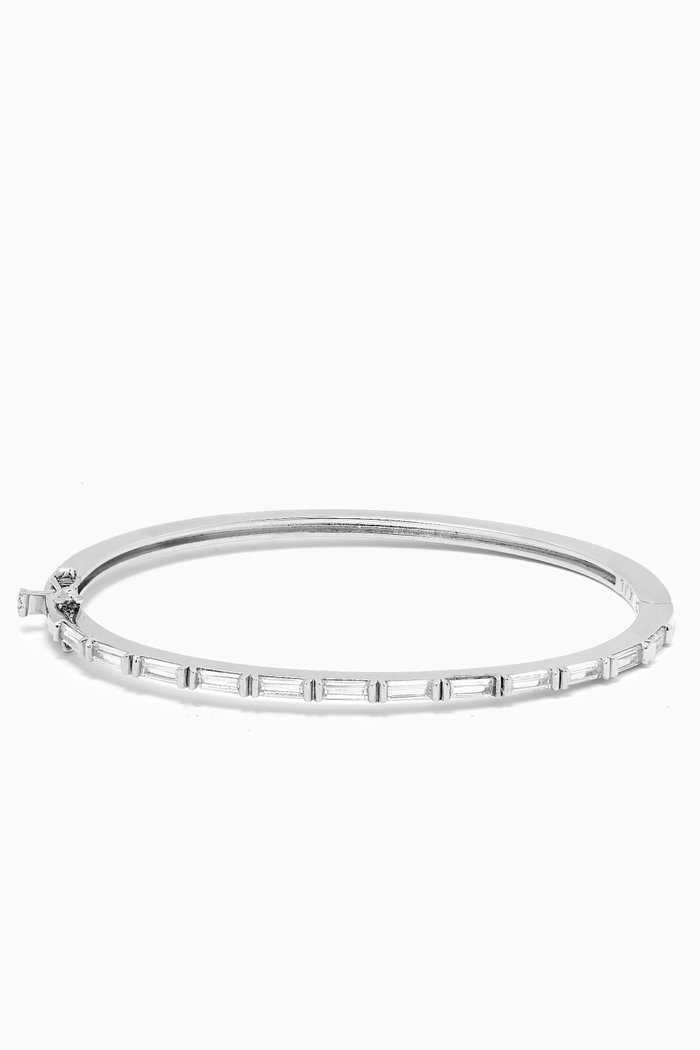 

CZ Baguette-cut Bracelet in Rhodium-plated Brass, Silver