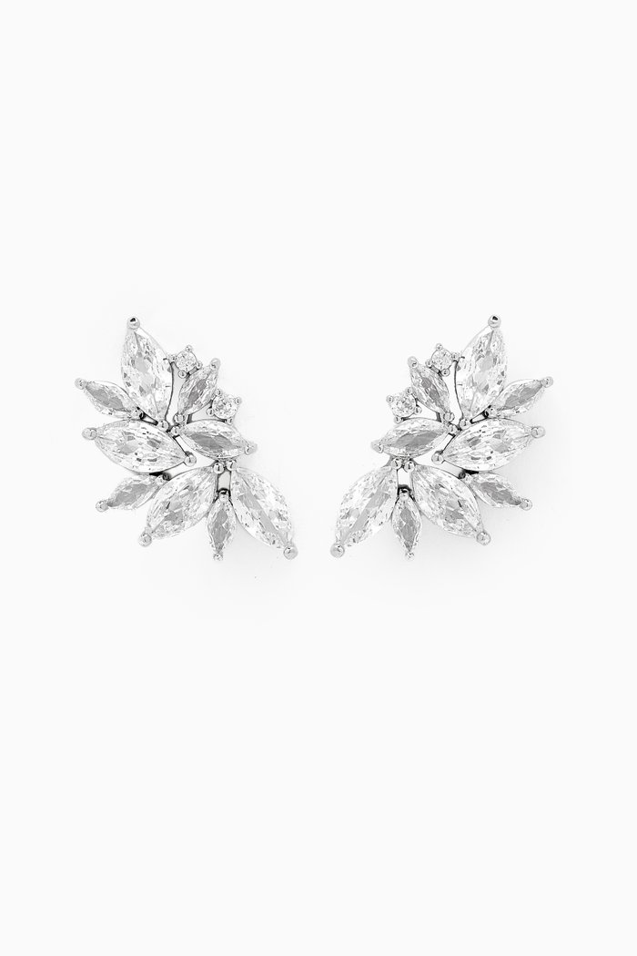 

Marquise-cut CZ Cluster Earrings in Rhodium-plated Brass, Silver