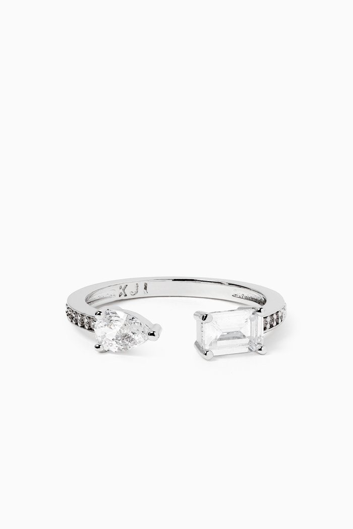 

CZ Pavé Open Ring in Rhodium-plated Brass, Silver