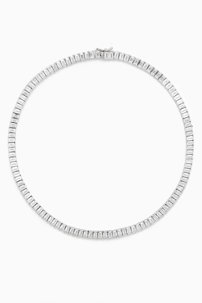 

Emerald-cut Tennis Necklace in Rhodium-plated Brass, Silver