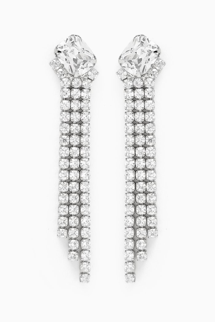 

Waterfall Flexi Fringe Drop Earrings in Rhodium-plated Brass, Silver
