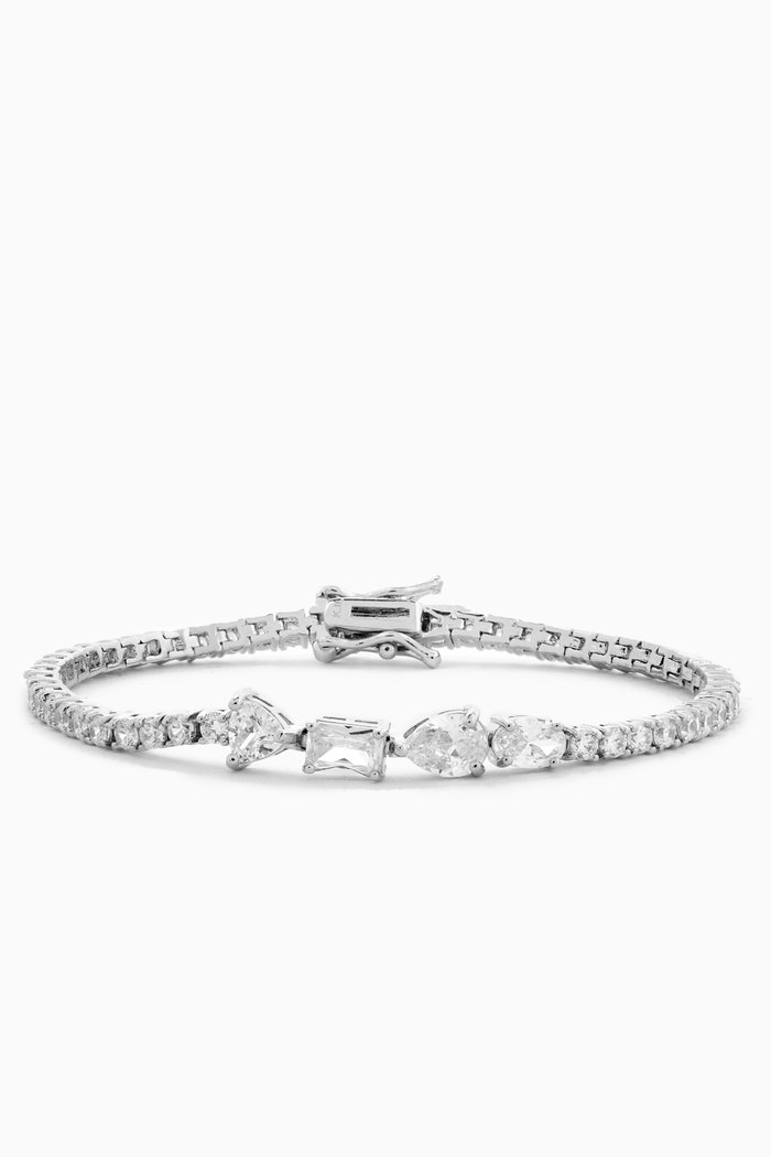 

Multi-shape Tennis Bracelet in Rhodium-plated Brass, Silver