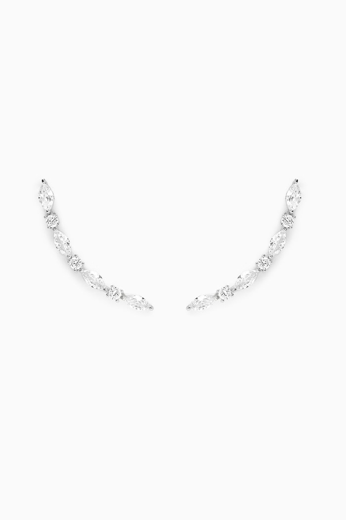 Multi-shape Single Row Crawler in Rhodium-plated Brass, Silver