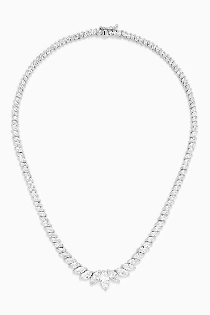

Graduated Marquis Necklace in Rhodium-plated Brass, Silver