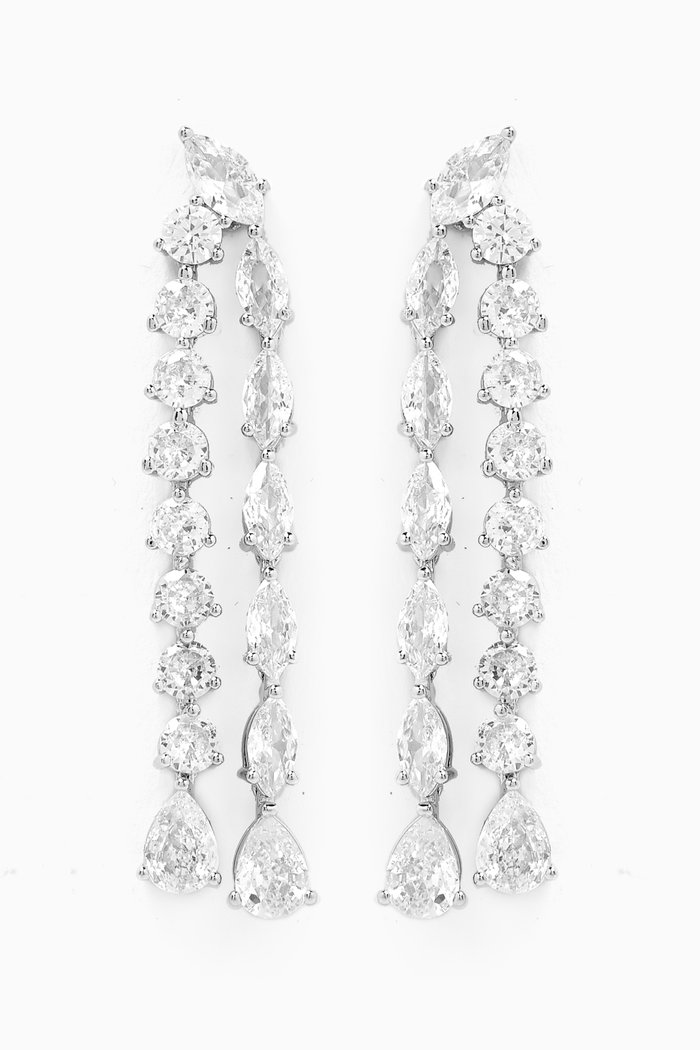 

Marquis-cut Dangle Earrings in Rhodium-plated Brass, Silver