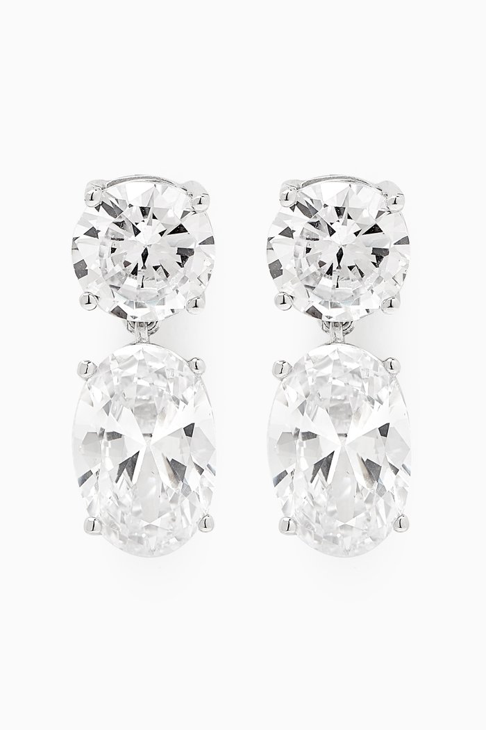 

Oval Drop Earrings in Rhodium-plated Brass, Silver