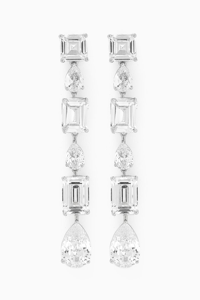 

Multi-shape Drop Earrings in Rhodium-plated Brass, Silver