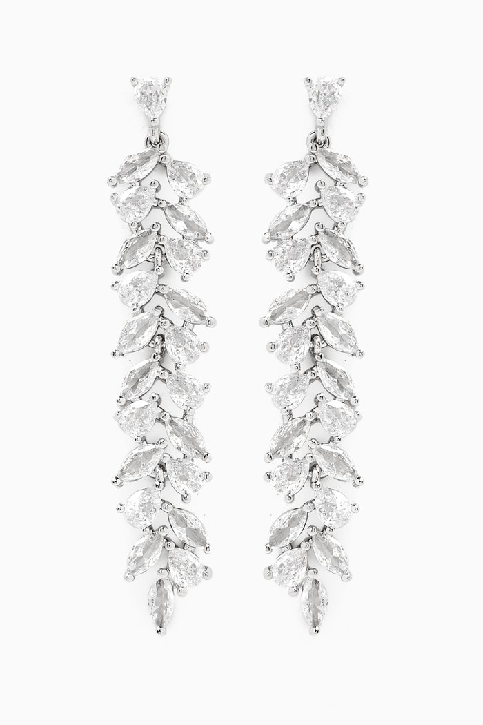 

Pear & Marquis-cut Waterfall Drop Earrings in Rhodium-plated Brass, Silver