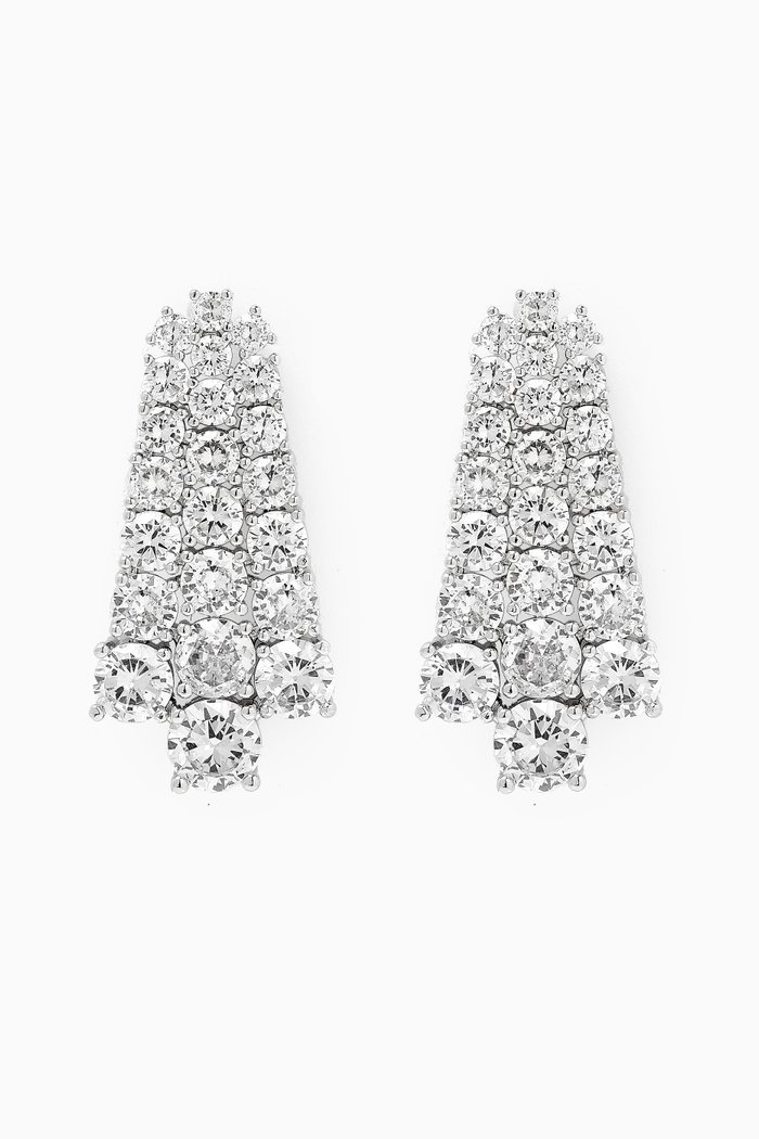 

Three-row Fringe Earrings in Rhodium-plated Brass, Silver