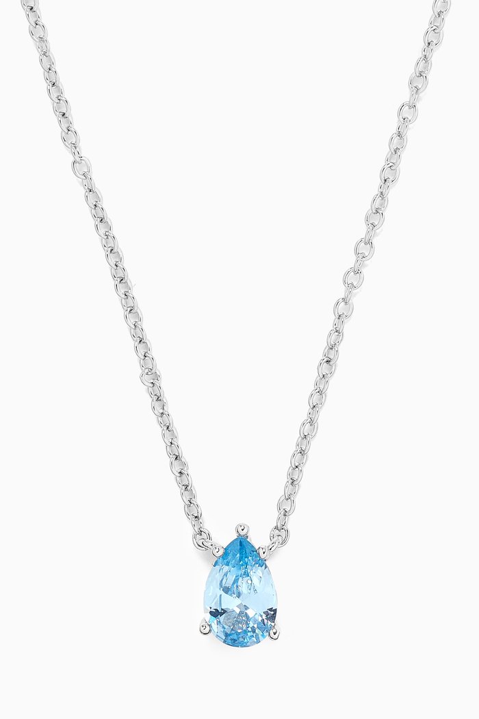 

Pear-cut Pendant Necklace in Rhodium-plated Brass, Blue