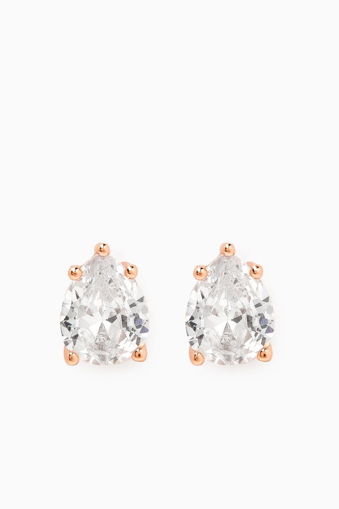 Pear-cut CZ Stud Earrings in 18kt Rose-gold Brass