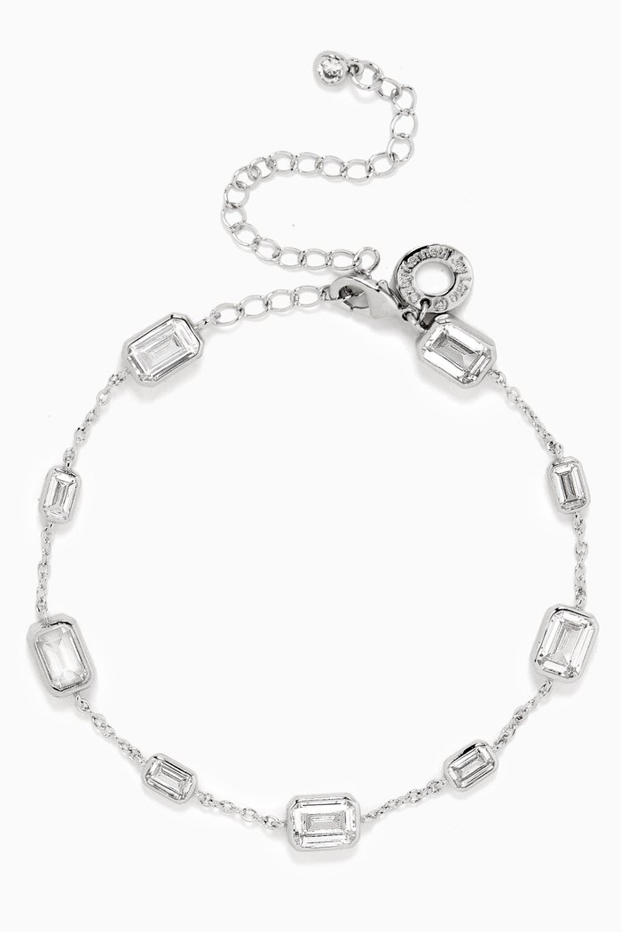 

Emerald-cut Station Bracelet in Rhodium-plated Brass, Silver