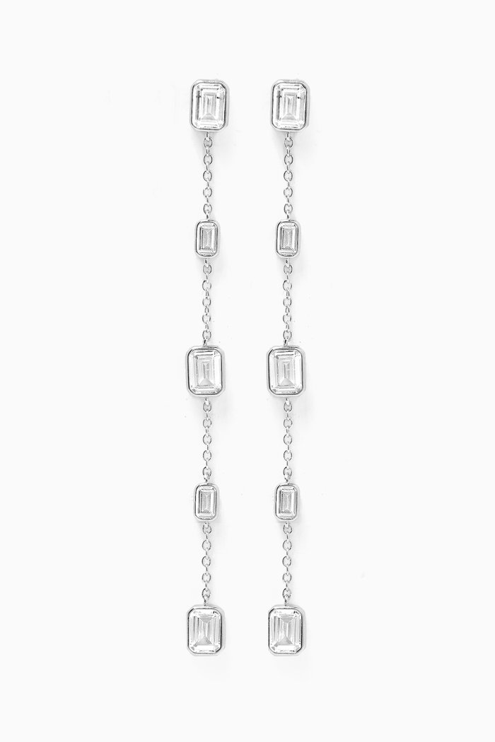 

Chain Drop Earrings in Rhodium-plated Brass, Silver