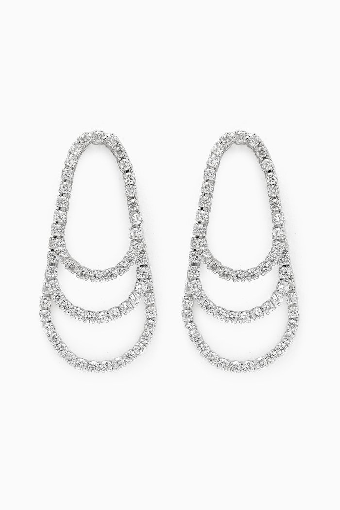 

Triple Hoop Earrings in Rhodium-plated Brass, Silver