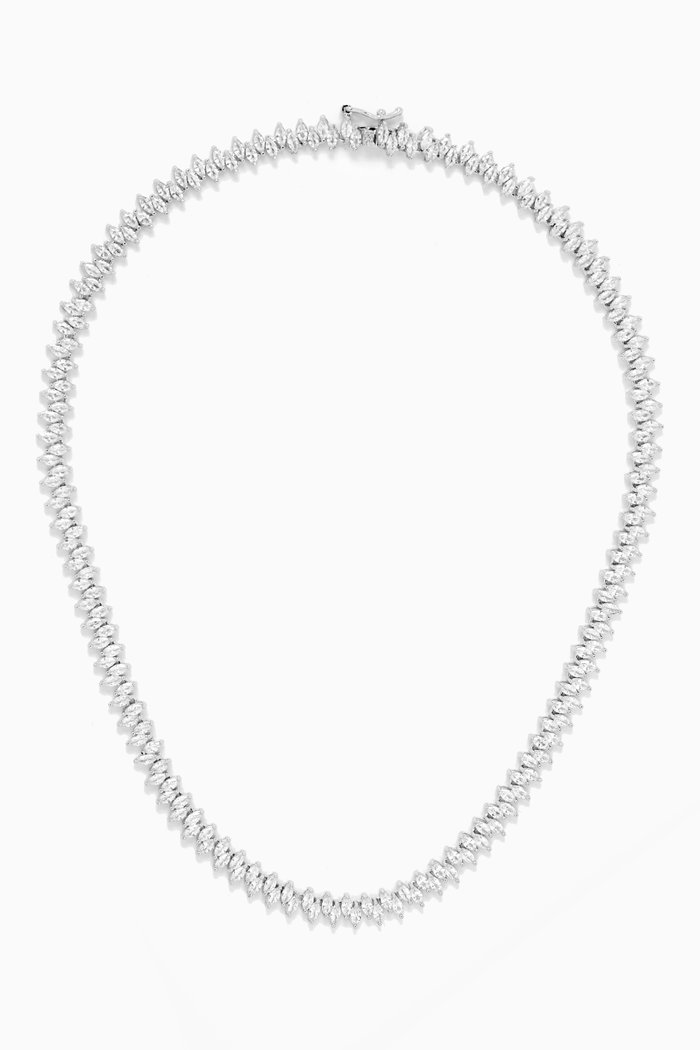 

Marquis Tennis Necklace in Rhodium-plated Brass, Silver