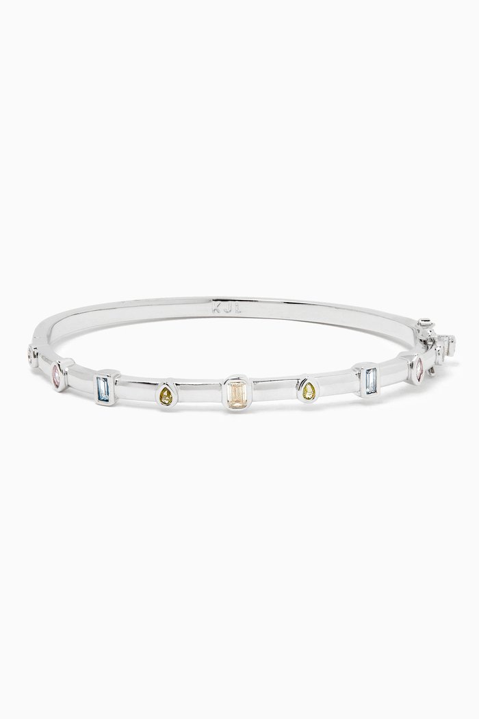 

Stone Bangle in Rhodium-plated Brass, Multicolour
