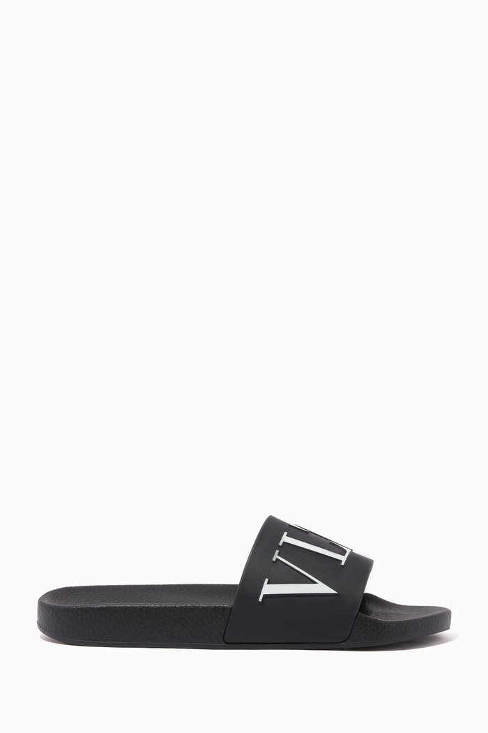 

Valentino Garavani VLTN Logo Slides, Black