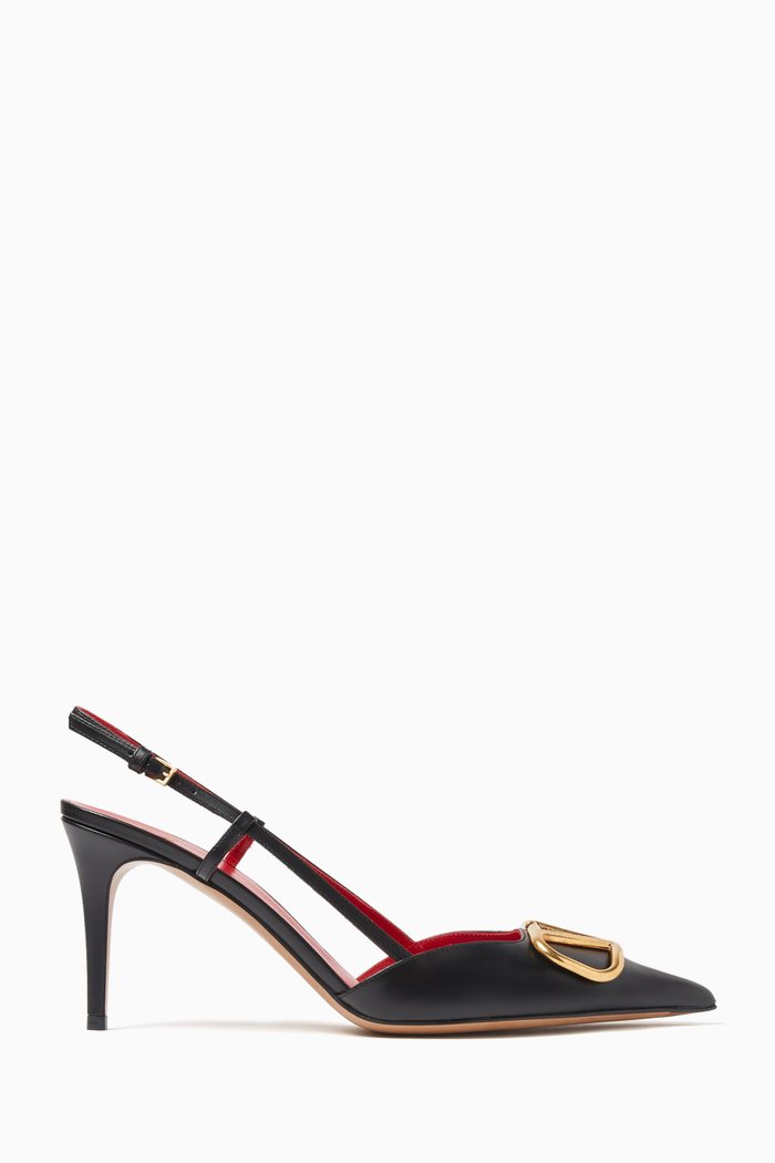Valentino Garavani VLOGO Signature 80 Slingback Pumps in Calfskin, Black