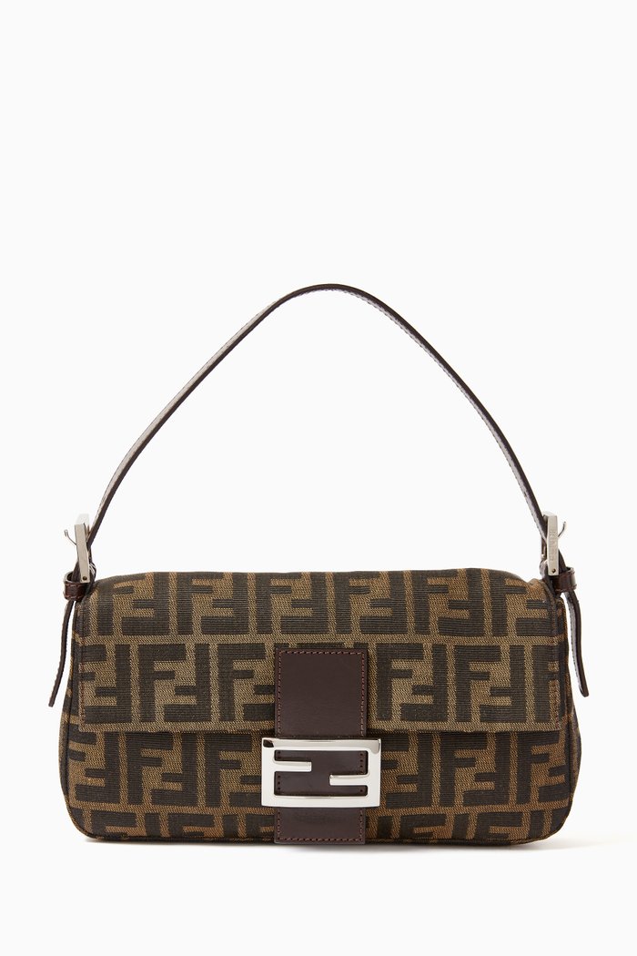 

Baguette Shoulder Bag in Zucca Canvas, Brown