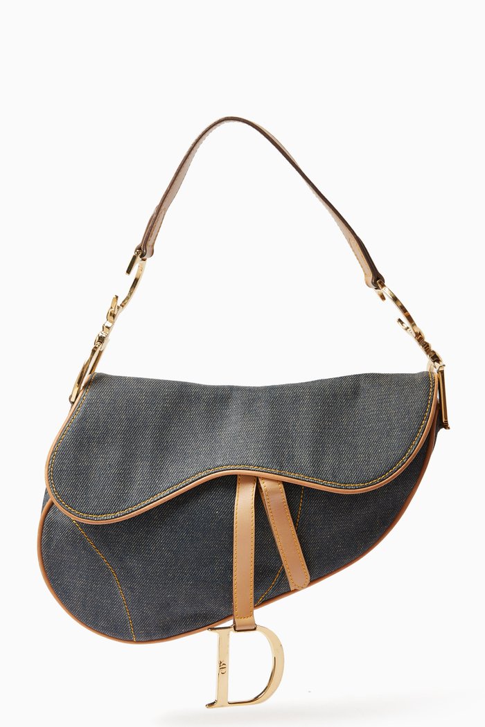 

Galliano Saddle Bag in Denim & Leather, Blue