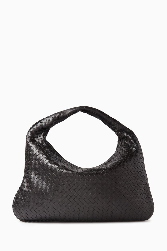 

Shoulder Bag in Intrecciato Leather, Black