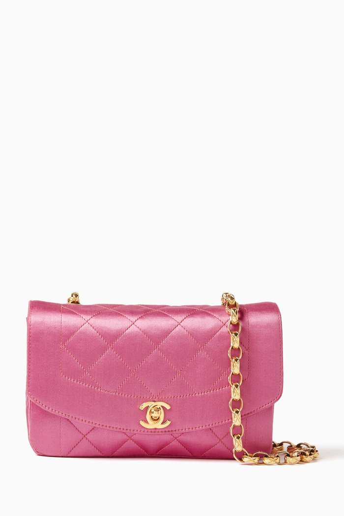 

Crossbody Bag in Quilted Satin, Pink