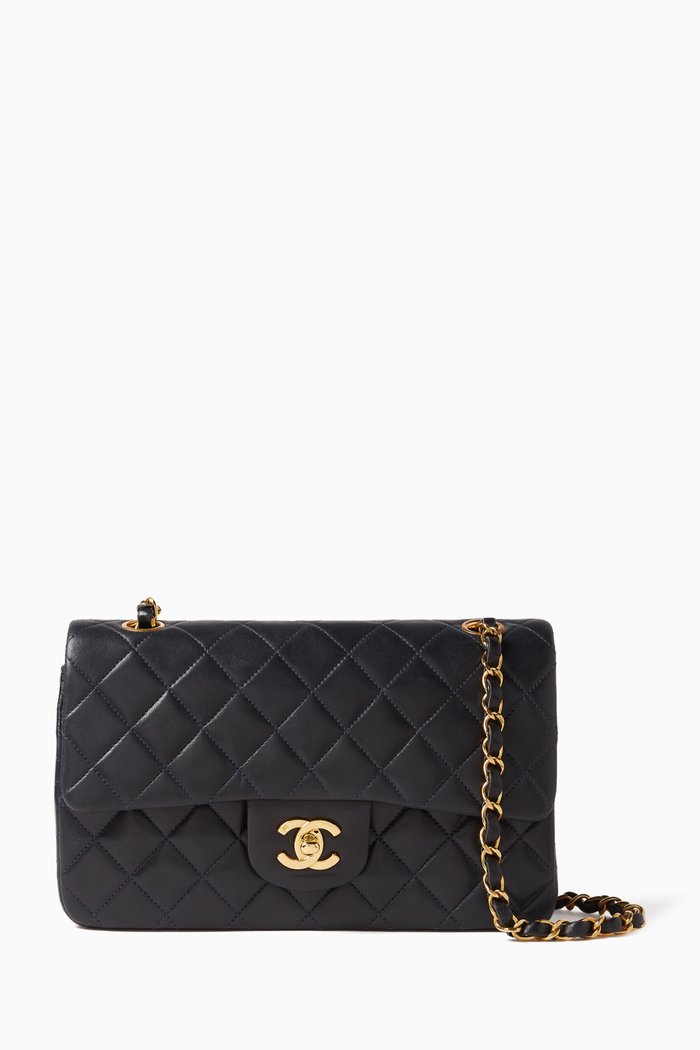 

Small Classic Double Flap Bag in Quilted Lambskin Leather, Blue