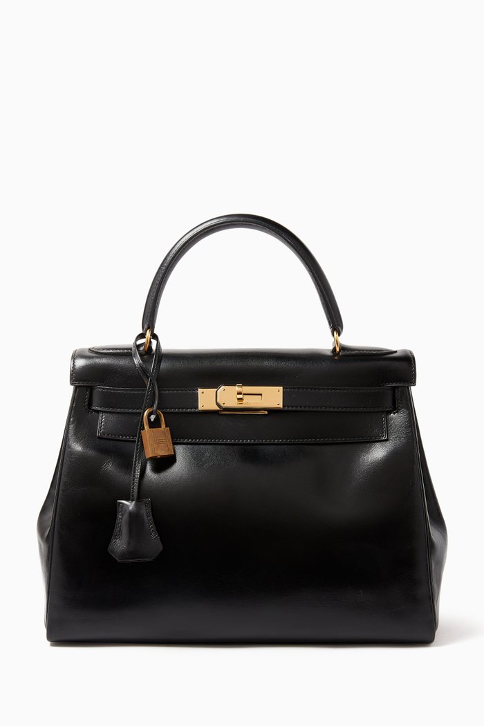 

Kelly Retourne 28 Bag in Box Calf Leather, Black