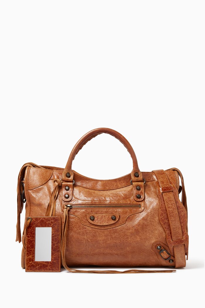 

Y2K City Shoulder Bag in Leather, Brown