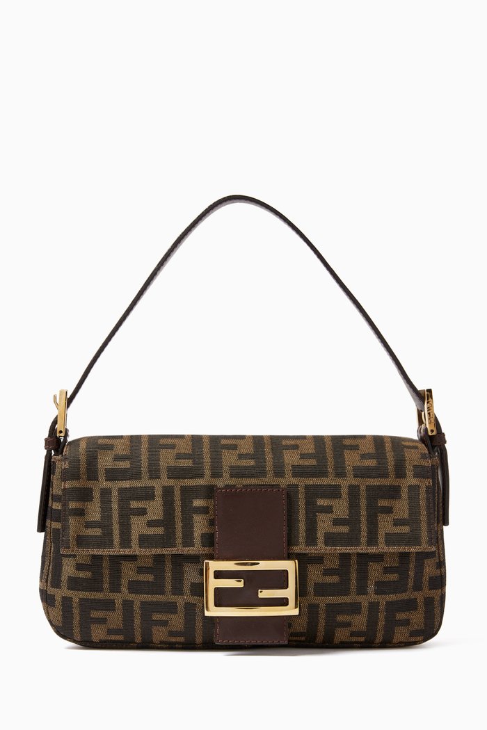 

Baguette Shoulder Bag in Zucca Canvas, Brown