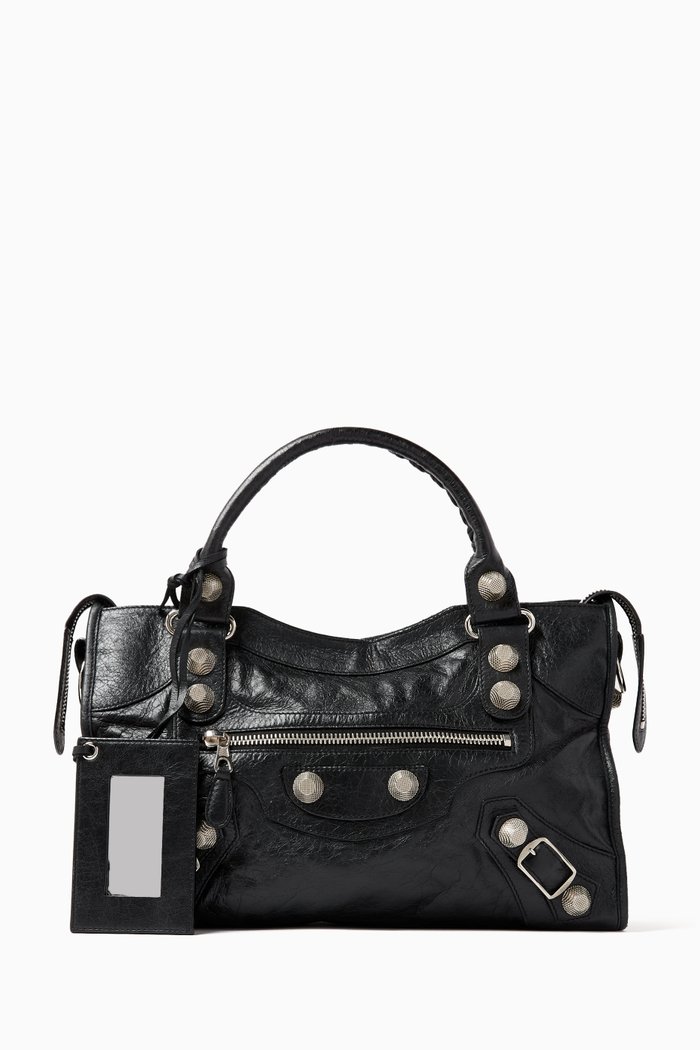 

Y2K City Shoulder Bag in Leather, Black