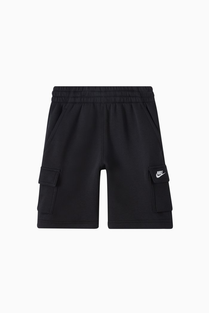 

Logo Cargo Shorts in Cotton Blend Fleece, Black