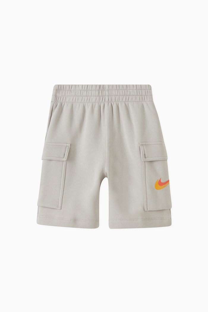 

Logo Cargo Shorts in Cotton Blend Fleece, Grey