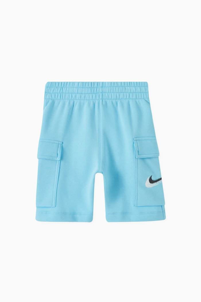 

Logo Cargo Shorts in Cotton Blend Fleece, Blue