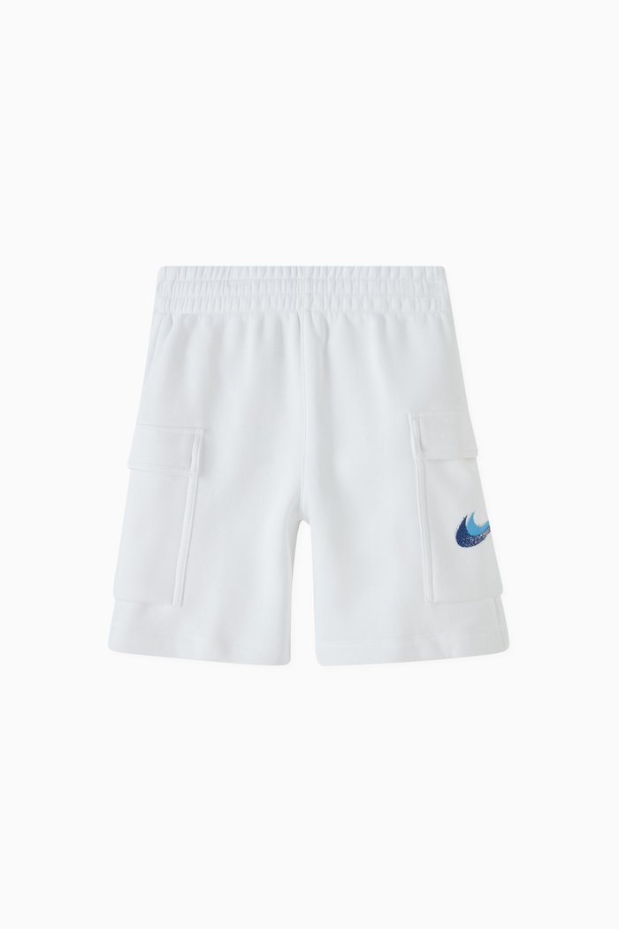 

Logo Cargo Shorts in Cotton Blend Fleece, White