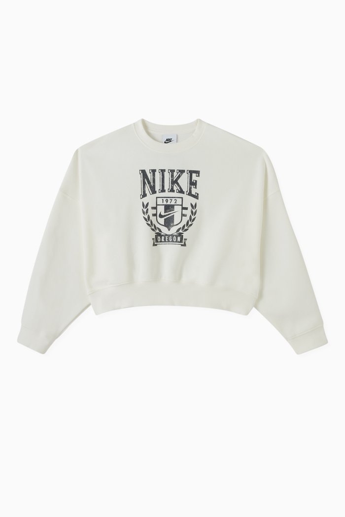 

Oversized Varsity Logo Sweatshirt in Cotton Blend Fleece, Neutral