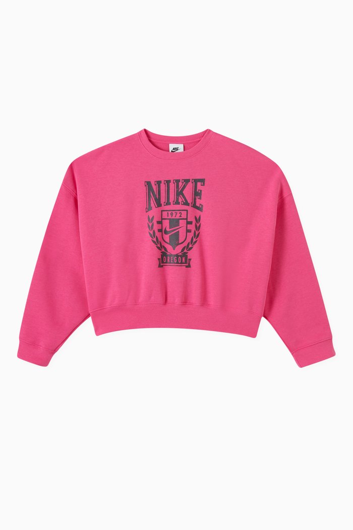 Oversized Varsity Logo Sweatshirt in Cotton Blend Fleece, Purple