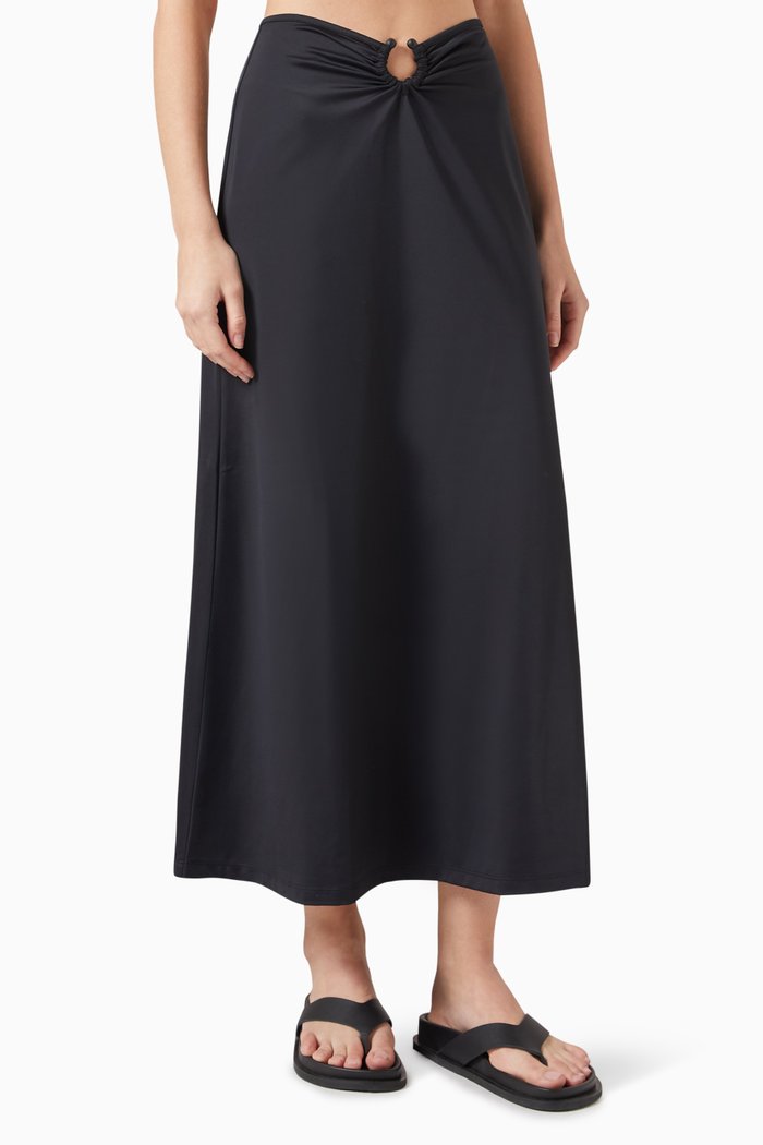 Humisha Midi Skirt in Lycra, Black