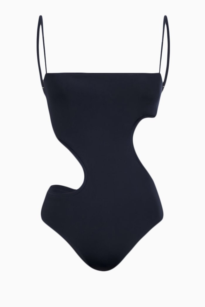 Aquatic Path One-piece Swimsuit in Lycra, Blue