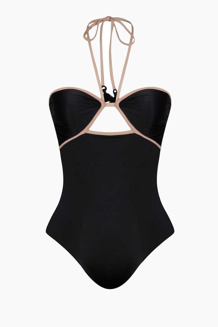 Ashaninka One-piece Swimsuit in Lycra, Black