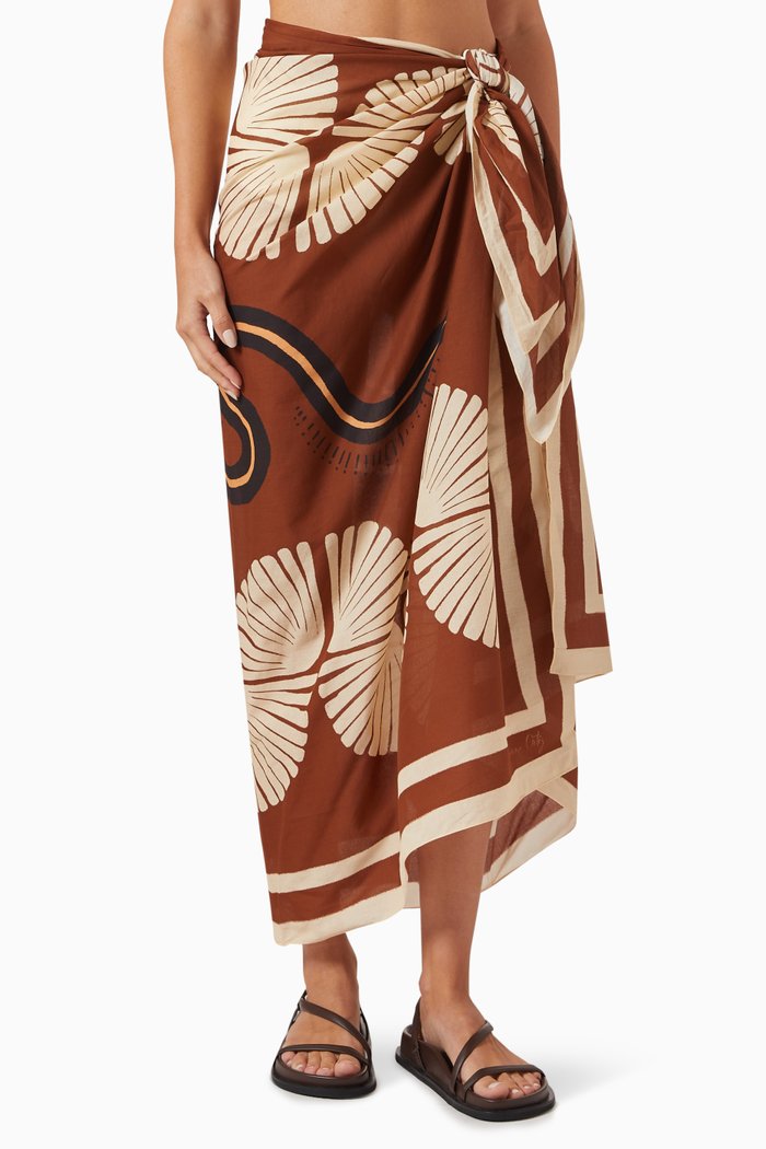 

Kene Printed Pareo in Cotton, Brown