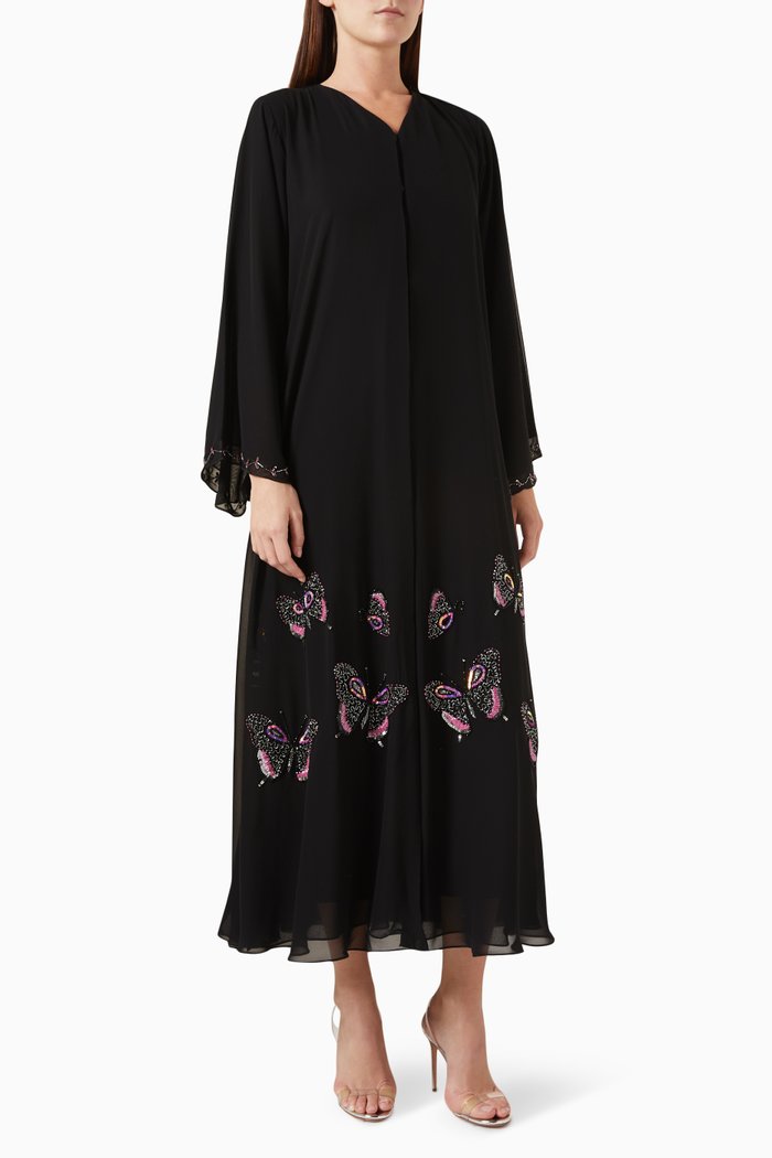 

Butterfly Embellished Abaya, Black